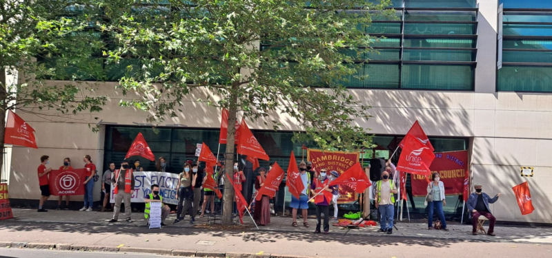 Demonstrators gathering outside the county court