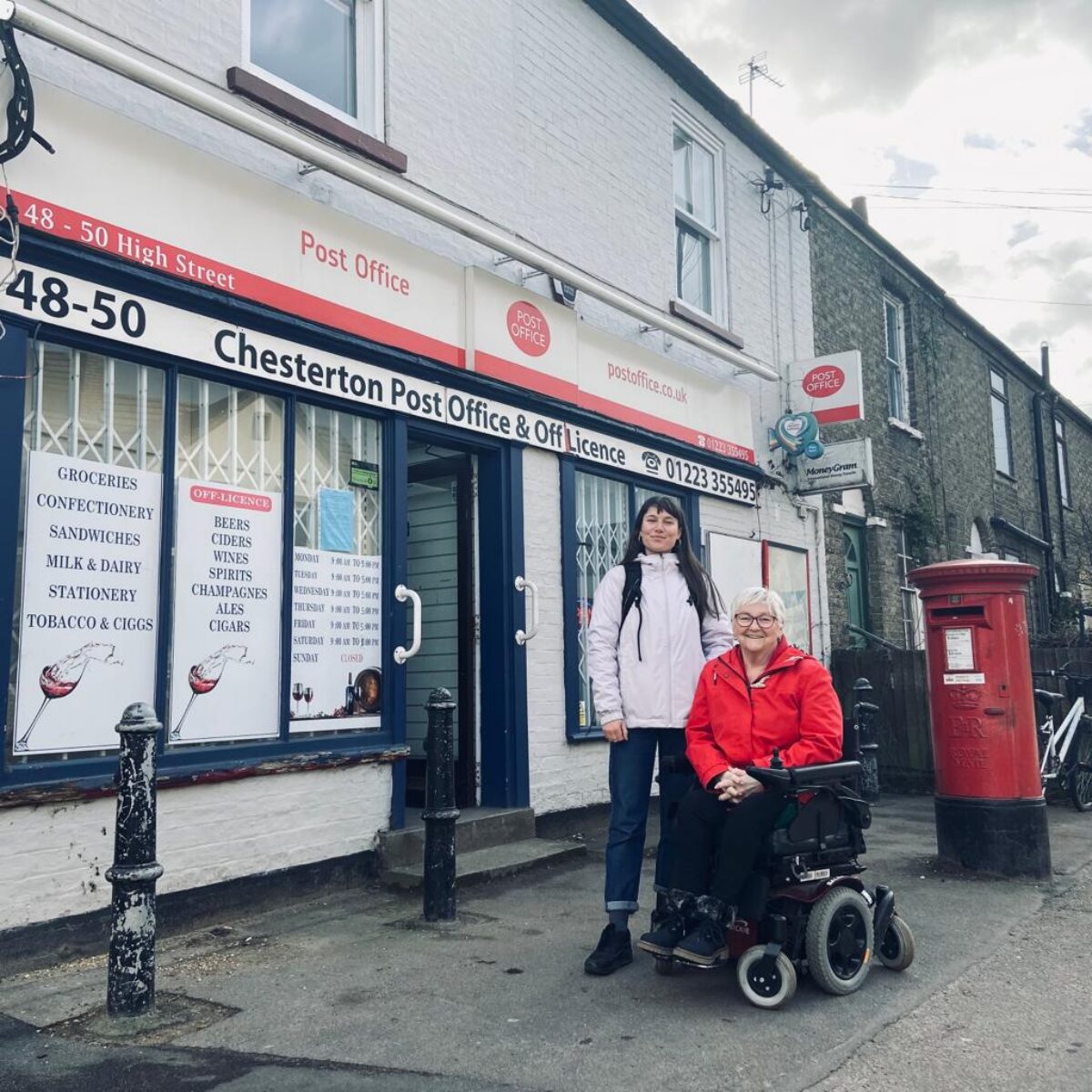 Cllrs Bird and Gilderdale outside the post office